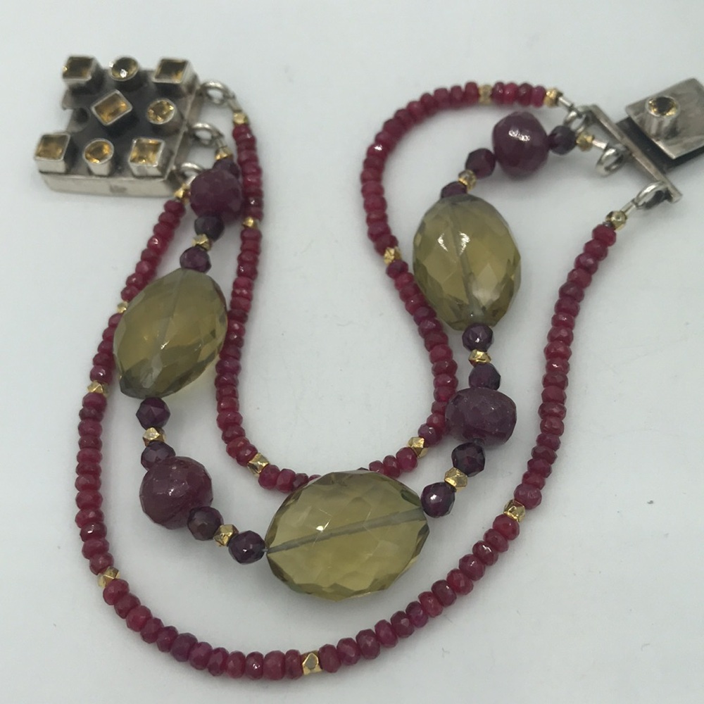 Dazzling Sterling Silver Ruby, Lime Quartz, Citri… - image 3